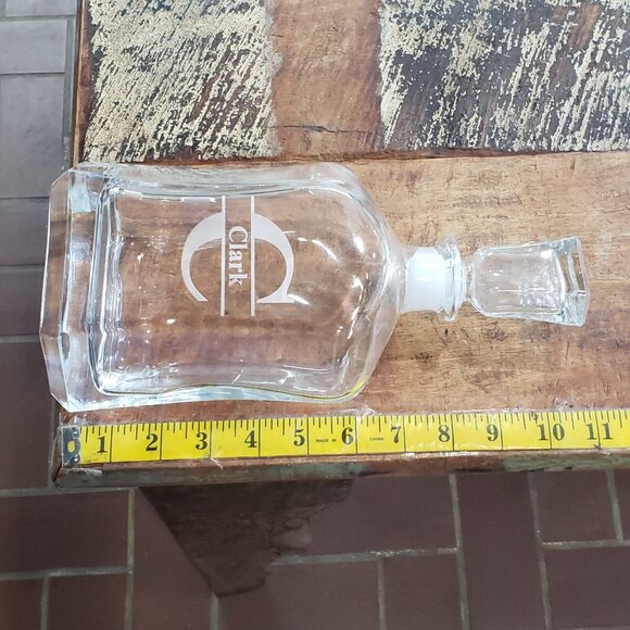 Stolzle Lausitz Bourbon Whisky Decanter And 4 Glasses Set Etched CLARK Monogram - Picture 5 of 9